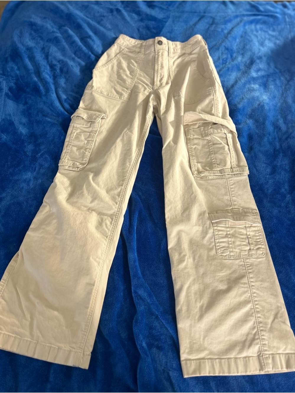 Hollister Khaki Cargo Pants High Rise Wide Leg Size 000S